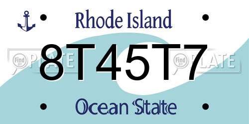 8T45T7 Rhode Island License Plate