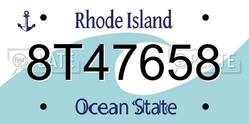 8T47658 Rhode Island License Plate