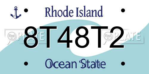 8T48T2 Rhode Island License Plate