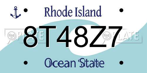 8T48Z7 Rhode Island License Plate