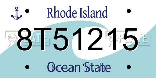8T51215 Rhode Island License Plate