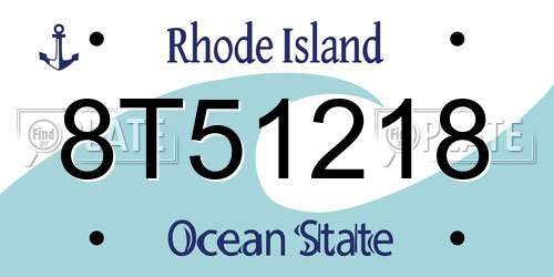 8T51218 Rhode Island License Plate