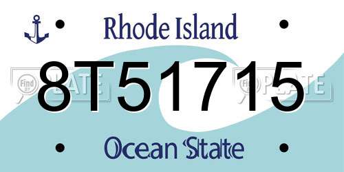 8T51715 Rhode Island License Plate