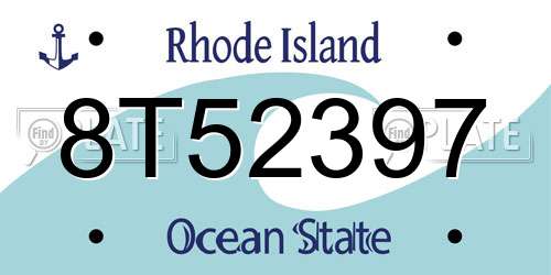 8T52397 Rhode Island License Plate