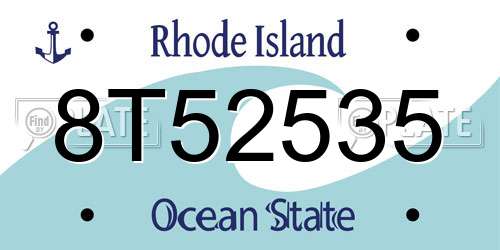 8T52535 Rhode Island License Plate