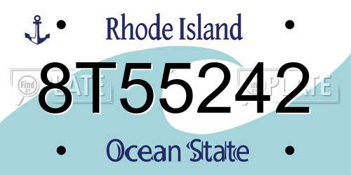 8T55242 Rhode Island License Plate