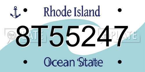 8T55247 Rhode Island License Plate