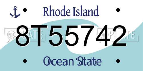 8T55742 Rhode Island License Plate