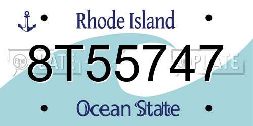 8T55747 Rhode Island License Plate