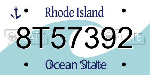 8T57392 Rhode Island License Plate