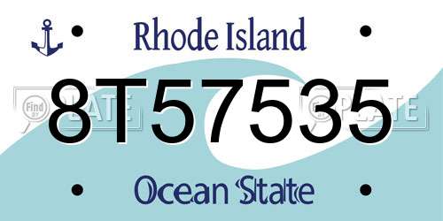 8T57535 Rhode Island License Plate