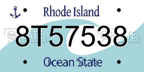 8T57538 Rhode Island License Plate