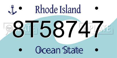 8T58747 Rhode Island License Plate