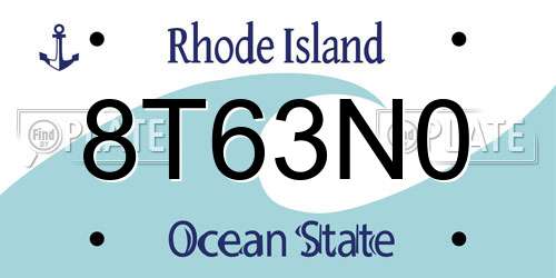 8T63N0 Rhode Island License Plate