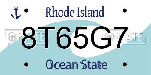 8T65G7 Rhode Island License Plate