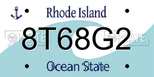 8T68G2 Rhode Island License Plate