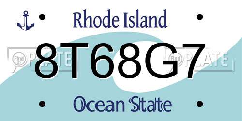 8T68G7 Rhode Island License Plate