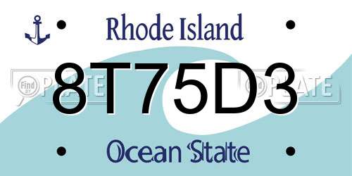 8T75D3 Rhode Island License Plate