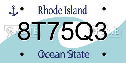 8T75Q3 Rhode Island License Plate