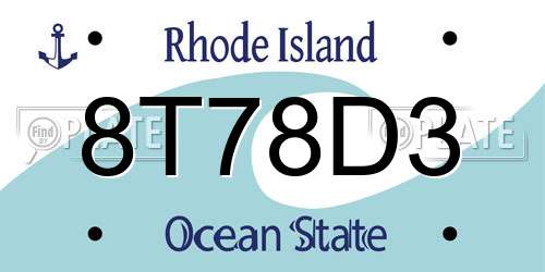 8T78D3 Rhode Island License Plate