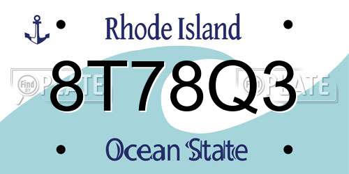 8T78Q3 Rhode Island License Plate