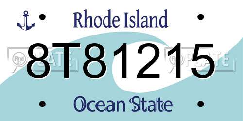 8T81215 Rhode Island License Plate