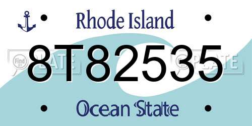 8T82535 Rhode Island License Plate