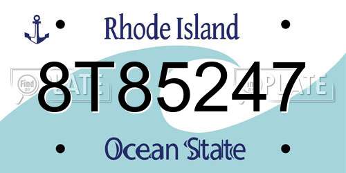 8T85247 Rhode Island License Plate