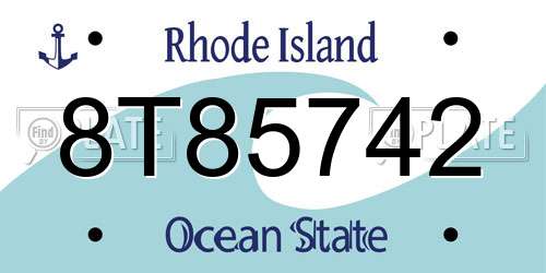 8T85742 Rhode Island License Plate