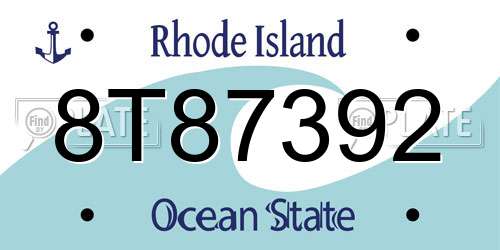 8T87392 Rhode Island License Plate