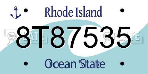 8T87535 Rhode Island License Plate