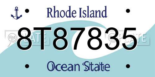 8T87835 Rhode Island License Plate