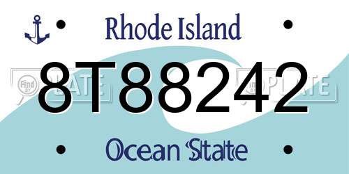 8T88242 Rhode Island License Plate