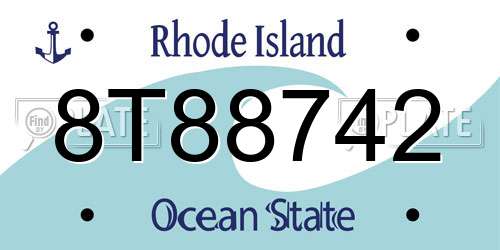 8T88742 Rhode Island License Plate