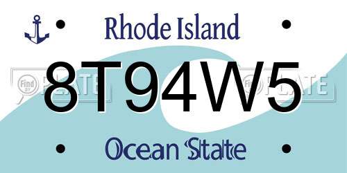 8T94W5 Rhode Island License Plate