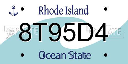 8T95D4 Rhode Island License Plate