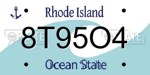 8T95O4 Rhode Island License Plate