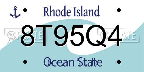 8T95Q4 Rhode Island License Plate