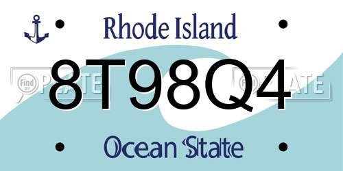 8T98Q4 Rhode Island License Plate