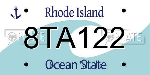 8TA122 Rhode Island License Plate