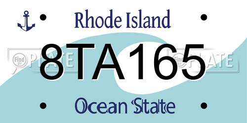 8TA165 Rhode Island License Plate