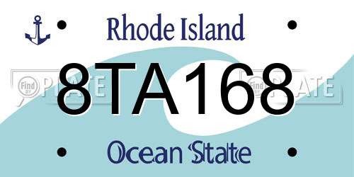 8TA168 Rhode Island License Plate
