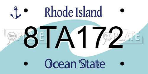 8TA172 Rhode Island License Plate