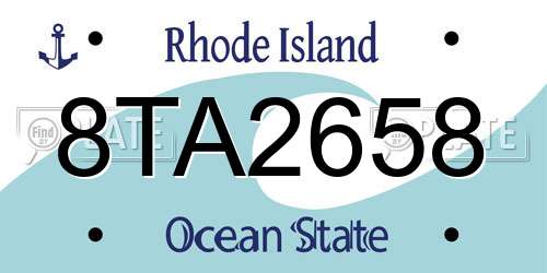 8TA2658 Rhode Island License Plate
