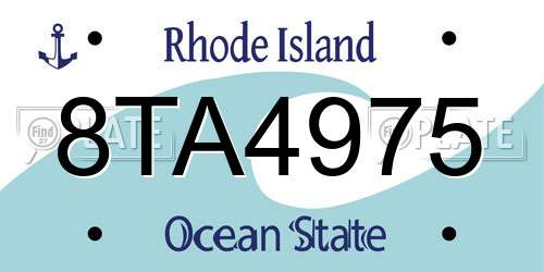 8TA4975 Rhode Island License Plate