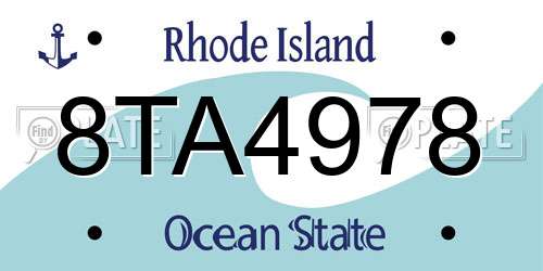8TA4978 Rhode Island License Plate