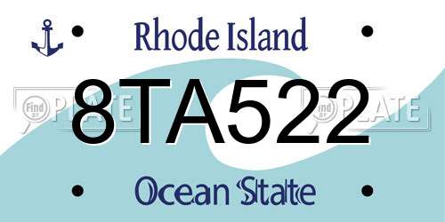 8TA522 Rhode Island License Plate