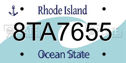 8TA7655 Rhode Island License Plate