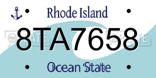 8TA7658 Rhode Island License Plate