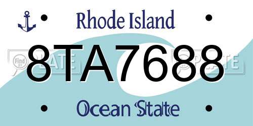 8TA7688 Rhode Island License Plate